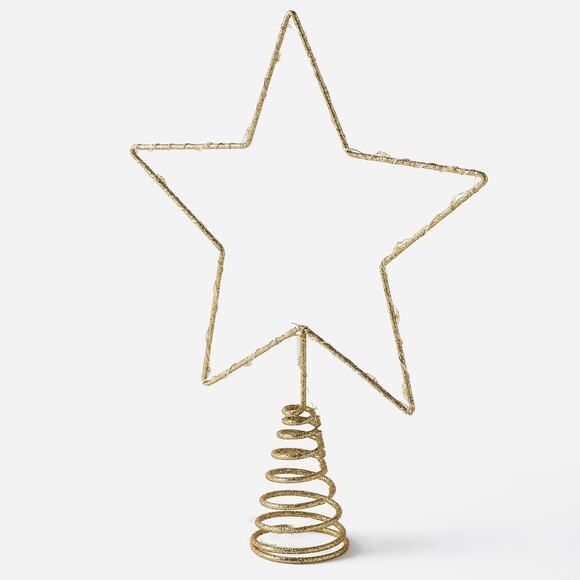 Lit Dewdrop Glitter Gold Metal Open Star Christmas Tree Topper 10" LED Lights Up - Picture 8 of 15